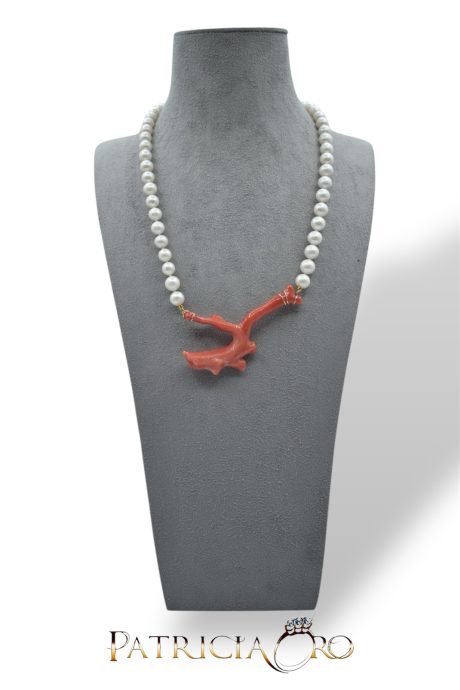 Collana Perle e Corallo Sciacca 60 cm