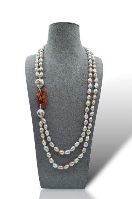 Collana donna con perle freshwater e corallo naturale Patricia Oro