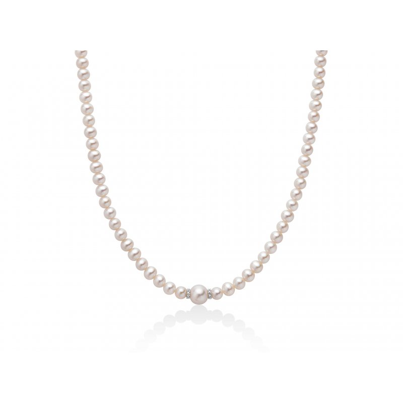 Collana di Perle Freshwater in Oro 18kt e Diamanti Miluna