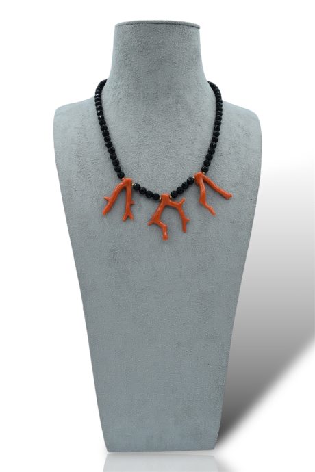 Collana con Rami di Corallo e Onice Patricia Oro