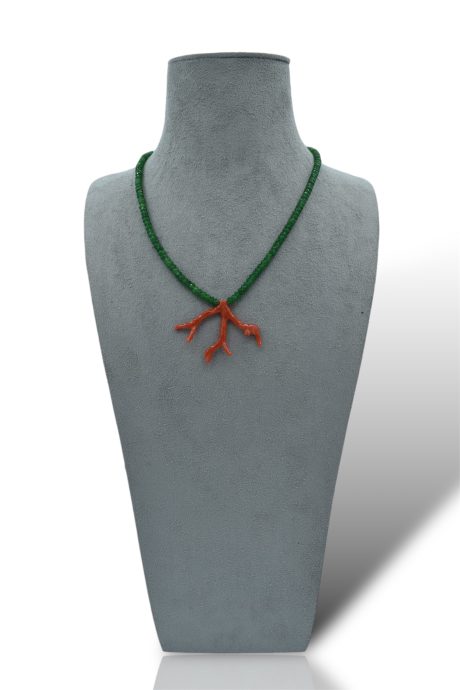 Collana con Ramo di Corallo Sciacca e Agata Verde