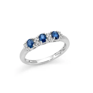 Miluna Trilogy Ring with Sapphire and Diamonds in 18kt Gold