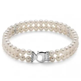 Miluna Double-Strand Bracelet with Pearls and 18kt Gold Spacers