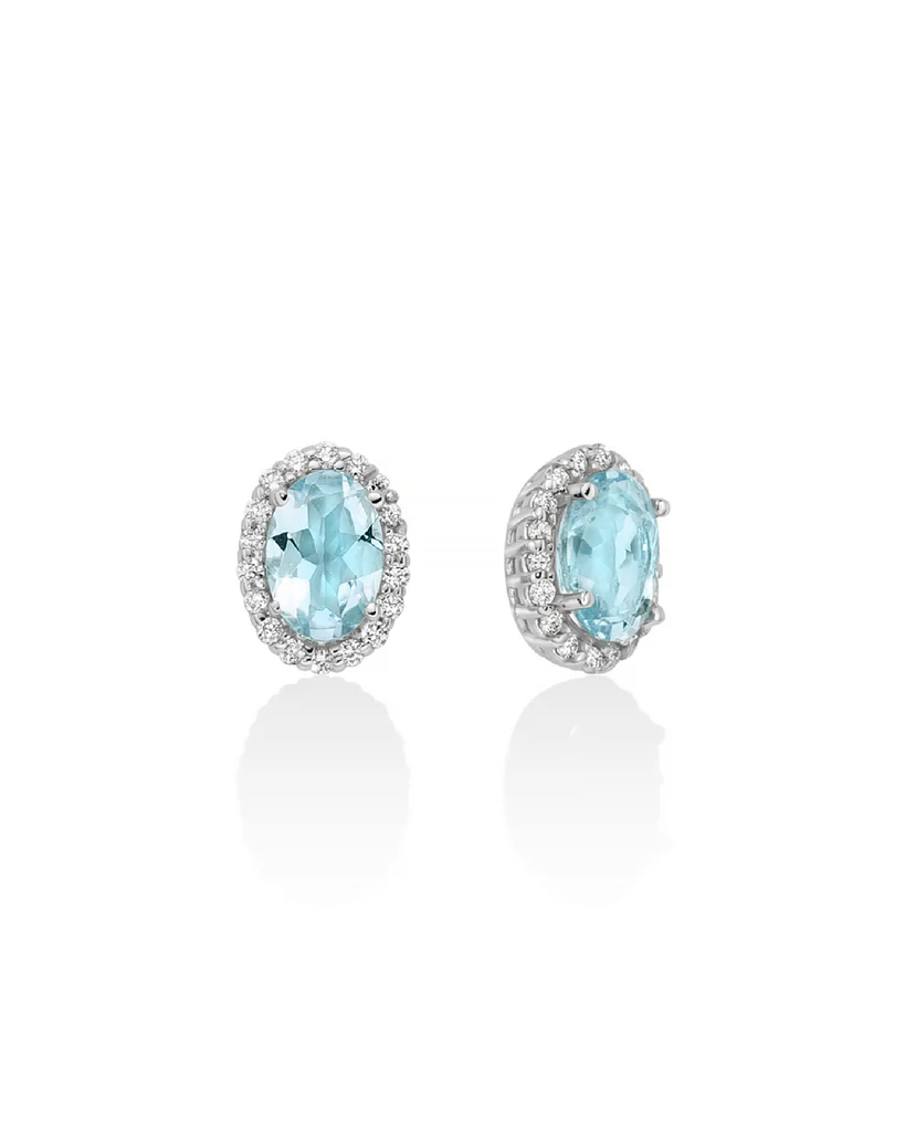 Orecchini Miluna in oro bianco con acquamarina e diamanti: un gioiello di lusso per un'eleganza senza tempo. Scopri la bellezza dei gioielli diamanti.