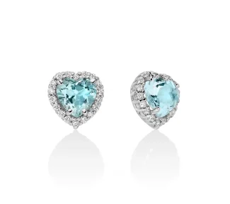 Orecchini Miluna Cuore con Acquamarina e Diamanti: un capolavoro di alta gioielleria che incarna l'eleganza senza tempo.