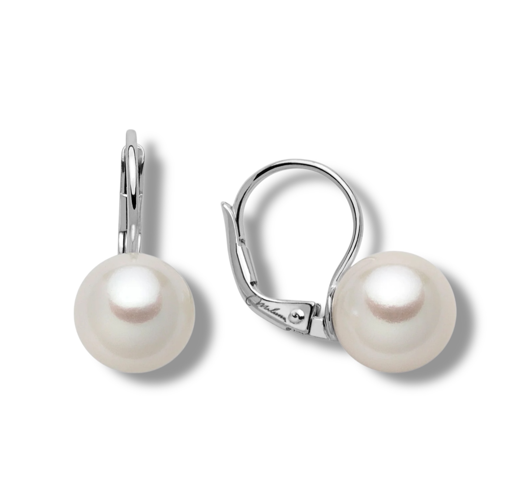Orecchini Miluna a Monachella con Perle Oriente in Oro Bianco 18kt