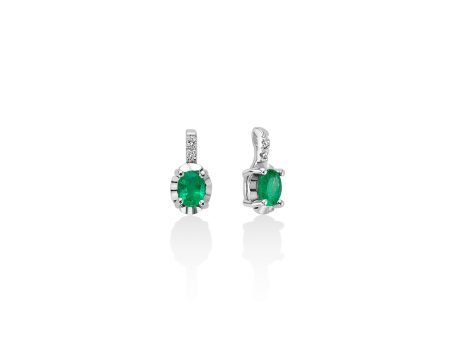 Orecchini Miluna con Smeraldi e Diamanti in Oro Bianco 18kt