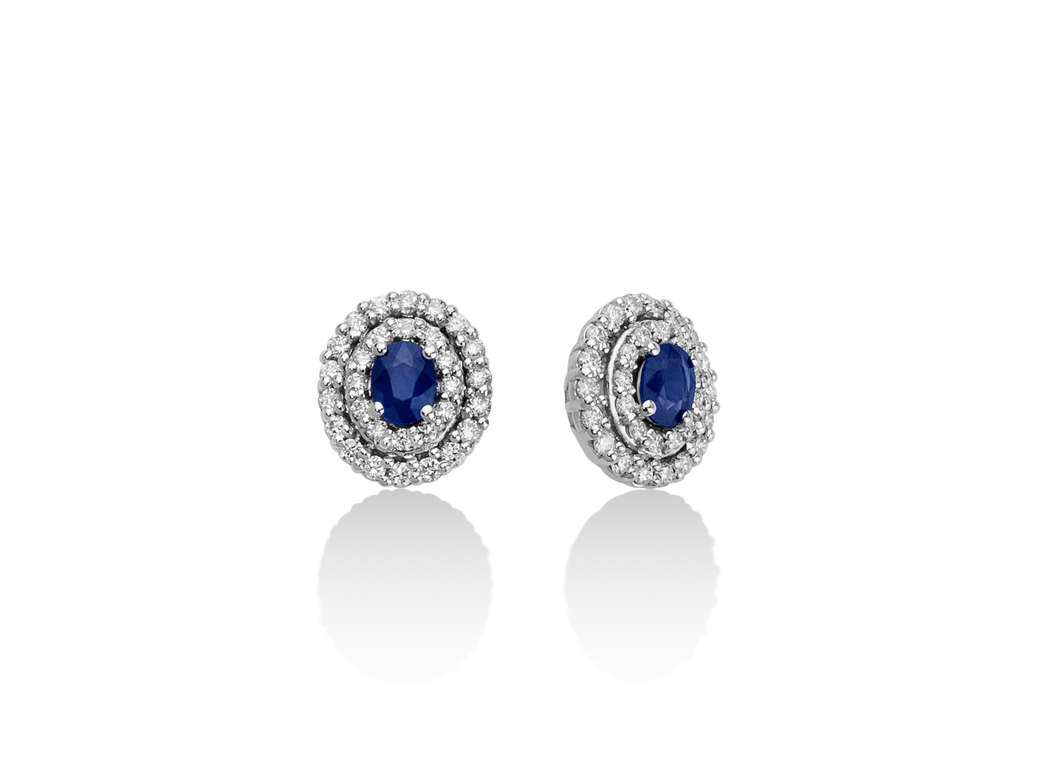 Orecchini Miluna in oro bianco con zaffiri blu e diamanti: un gioiello di lusso per un'eleganza senza tempo.