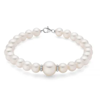 Miluna Pearl and Diamond Bracelet in 18kt Gold