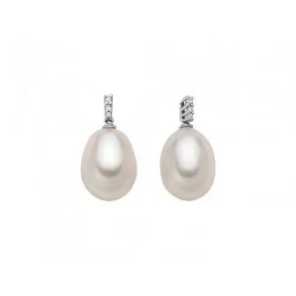 Miluna Earrings with Pearls and Diamonds in White Gold