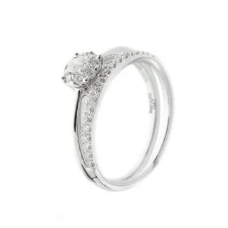 Davite & Delucchi White Gold Double Row Diamond Ring