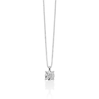 Miluna Point Light Necklace in 18kt White Gold with Natural Diamond