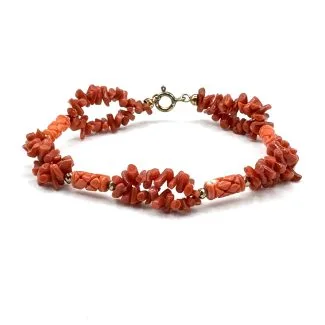 Women's Bracelet in Sciacca Coral with Hematite and 925 Silver Clasp