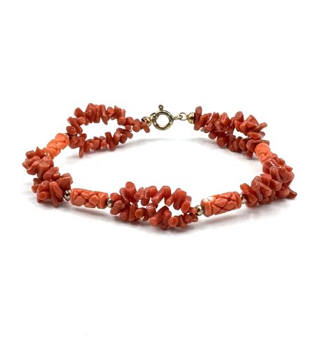 Bracciale Donna in Corallo Sciacca con Ematite e Chiusura Argento 925