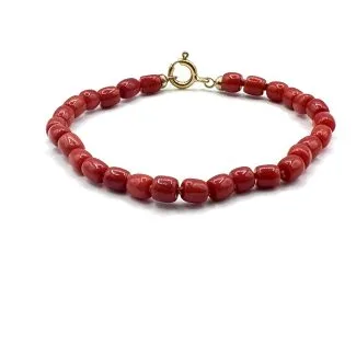 Sciacca Coral Bracelet in 18kt Gold - Smooth Barrel