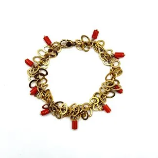 Sciacca Coral Bracelet with 18kt Gold Chain