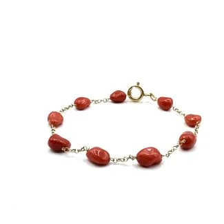 Sciacca Coral Bracelet with 18kt Gold Chain