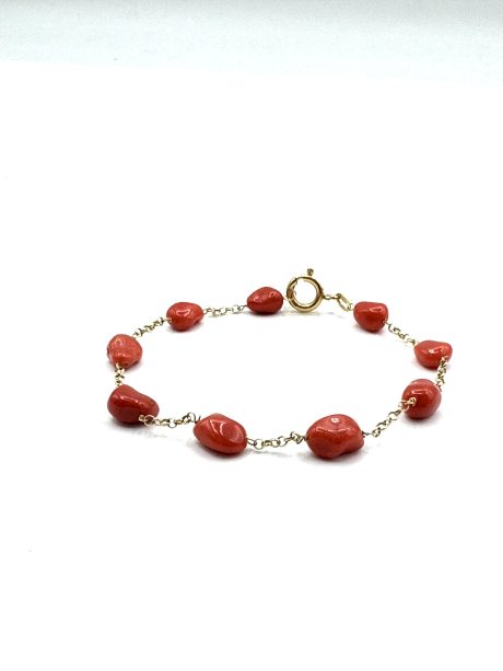 Bracciale Corallo Sciacca con Catena Oro 750