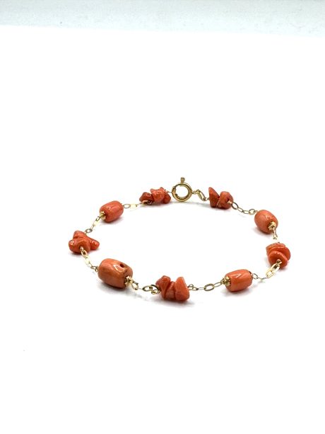 Bracciale in Corallo Sciacca con Catena Oro 750