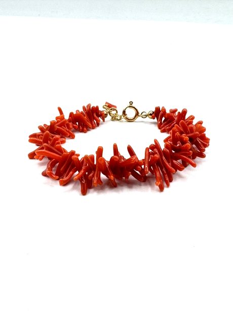 Bracciale Donna in Corallo Sciacca con Chiusura Arg. 925