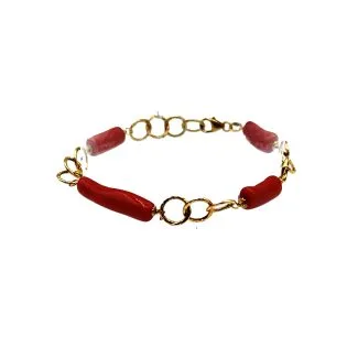 Sciacca Coral Bracelet with 18kt Gold Chain