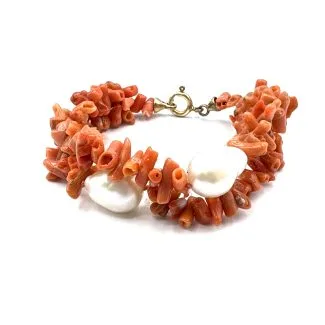 Two-Strand Sciacca Coral and Baroque Pearl Bracelet