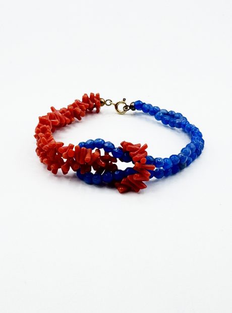 Bracciale Corallo Sciacca Componibile con Agata Blu