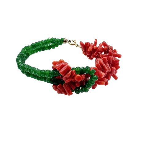 Bracciale Corallo Sciacca Componibile con Agata Verde