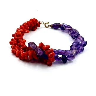 Modular Sciacca Coral Bracelet with Amethyst