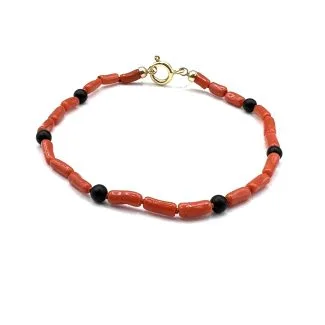 Men's Sciacca Coral Bracelet with Onyx - 21 cm