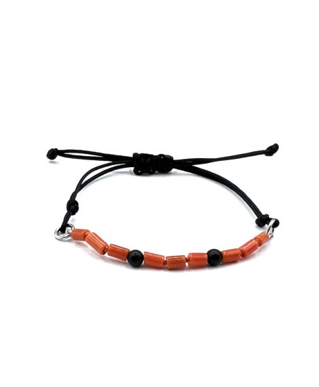 Bracciale Uomo in Corallo Sciacca con Onice e Argento 925