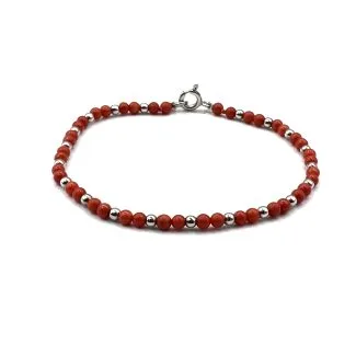 Sciacca Coral Bracelet Sterling Silver 925 Beads