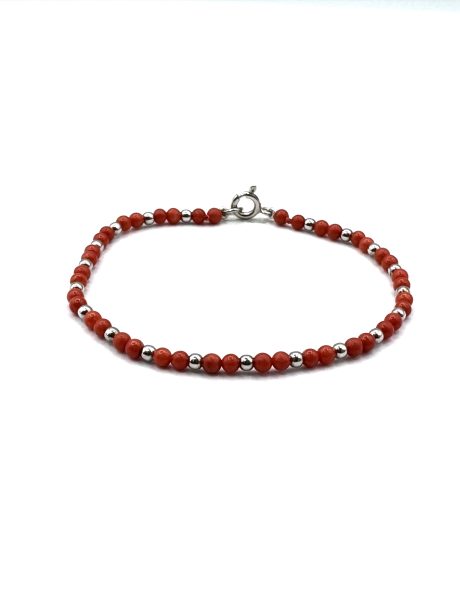Bracciale Corallo Sciacca Sfere Argento 925