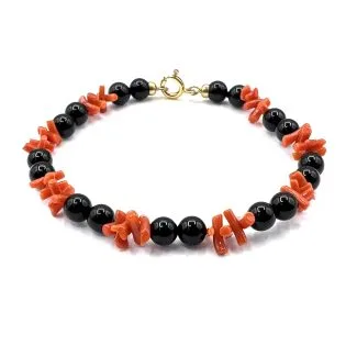 Sciacca Coral and Onyx Bracelet
