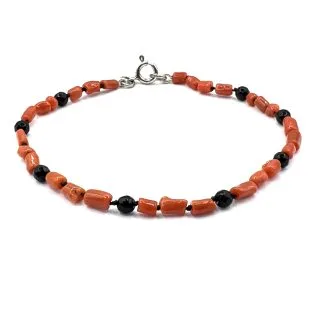 Women's Sciacca Coral and Onyx Bracelet with 925 Silver Clasp