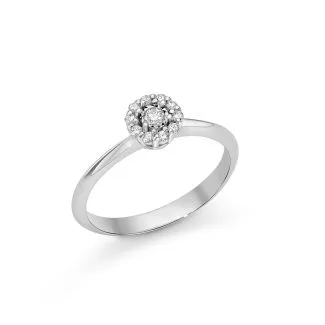 Miluna Solitaire Pavé Ring in 18kt White Gold with Natural Diamonds