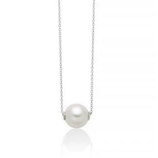 Miluna White Pearl Necklace in White Gold 375/1000