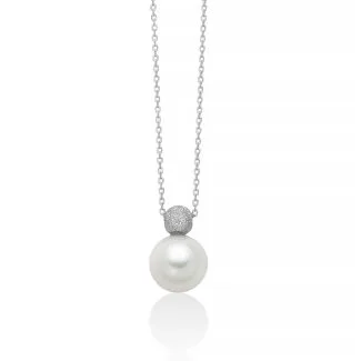 Miluna Pearl and Satin Gold Necklace