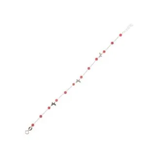 Girl's Bracelet in 18kt Gold and Coral, 17cm