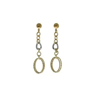 Women's Drop Earrings in 18kt Two-Tone Gold