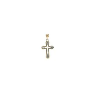 18kt Yellow and White Gold Empty Cross Pendant