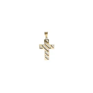 Bicolour Cross Pendant in 18kt Gold