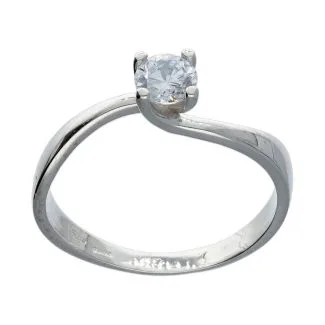 Solitaire Ring in 18kt White Gold with Zirconia