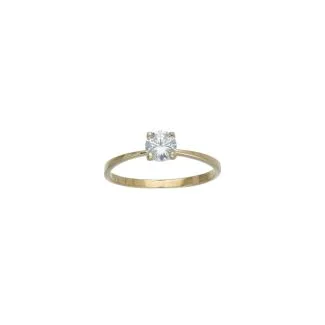 Solitaire Ring in 18kt Yellow Gold with White Zircons