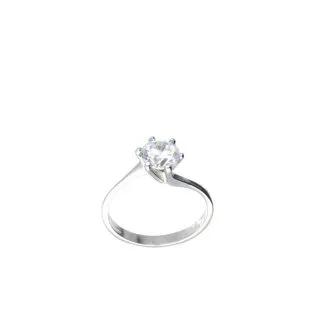 Solitaire Ring in 18kt White Gold with Zircons