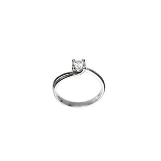 Solitaire Ring in 18kt White Gold with White Zircons