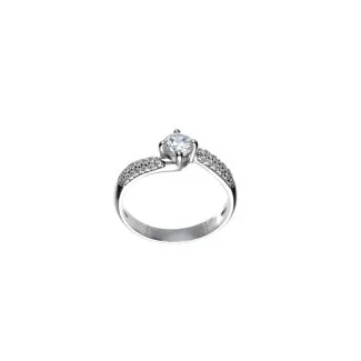 Solitaire Ring in 18kt White Gold with Zircons