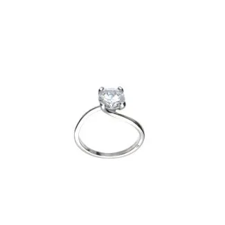 Solitaire Ring in White 18kt Gold with Zircons
