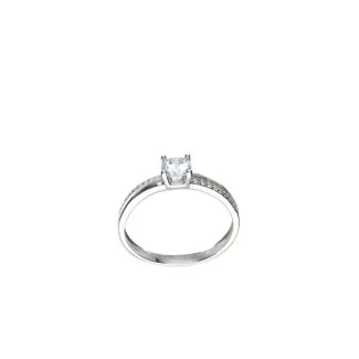 Solitaire Ring in 18kt White Gold with White Cubic Zirconia