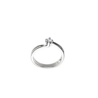 Solitaire Ring in 18kt White Gold with Zircons